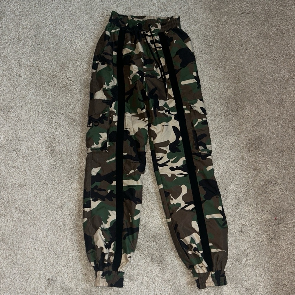 Danielle Guizio Green Camouflage Joggers
